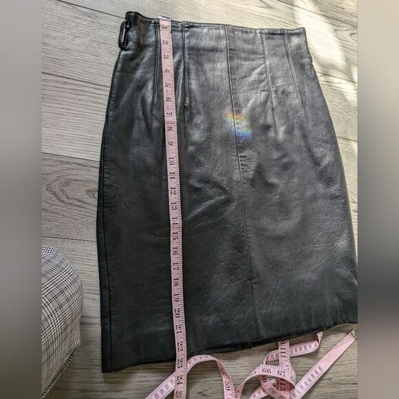 Vintage Wilsons Leather Black Soft Pencil Skirt Size 10 - Picture 4 of 6